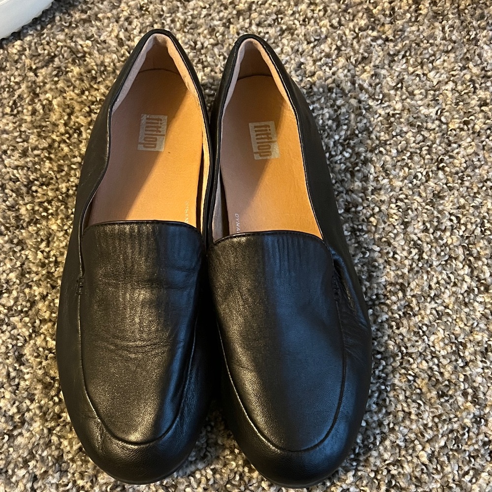 FitFlop Women's Black Leather Slip-On Loafers - Picture 5 of 5
